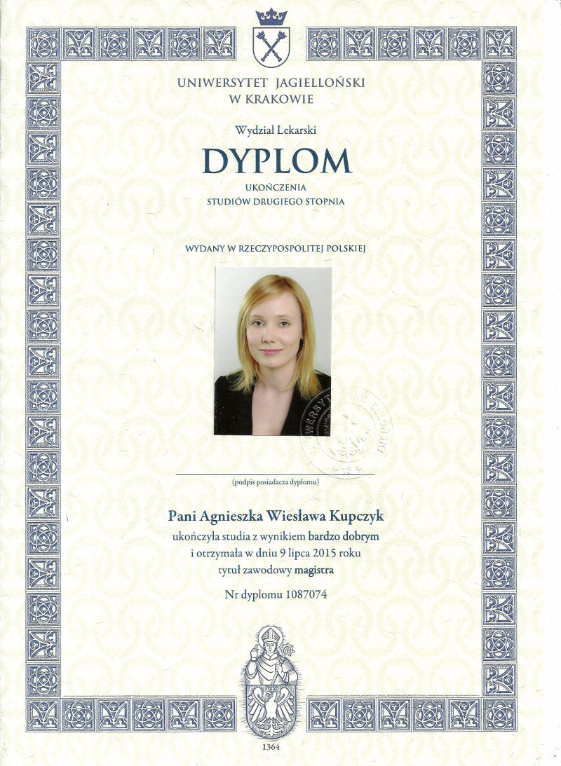 Dyplom dietetyk Agnieszka Kupczyk